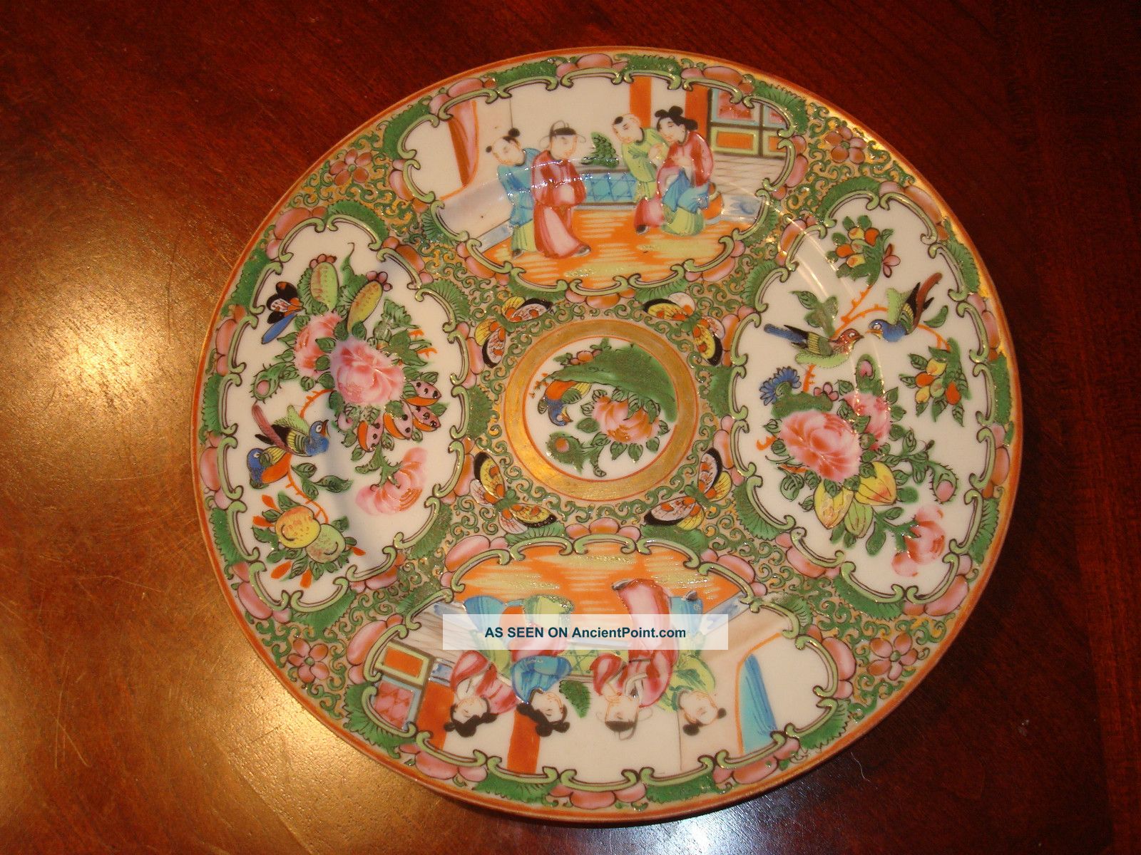 Antique Chinese Rose Medallion Plate C - 8,  8 1/2 
