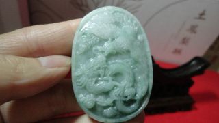 100%natural Green Grade A Jade Jadeite Pendant/chinese Dragon Molested Phoenix photo