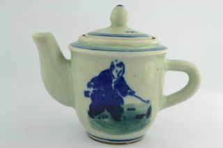 - China Rare Collectibles Old Decorated Handwork Porcelain Monk Tea Pot photo