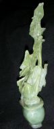 Antique Chinese Pale Green Jade?translucent Hand Carved Stone Sculpture 21cm Other photo 3
