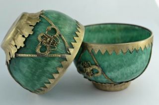 Asian Old Collectibles Decorated Handwork Jade Armored Dragon Pair Bowl Aaaaa photo