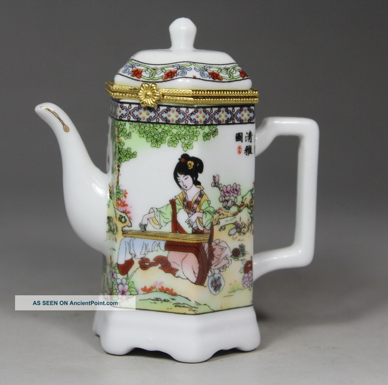 Chinese Handwork Painting Belle Old Porcelain Toothpick Box Porcelain photo
