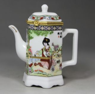 Chinese Handwork Painting Belle Old Porcelain Toothpick Box photo