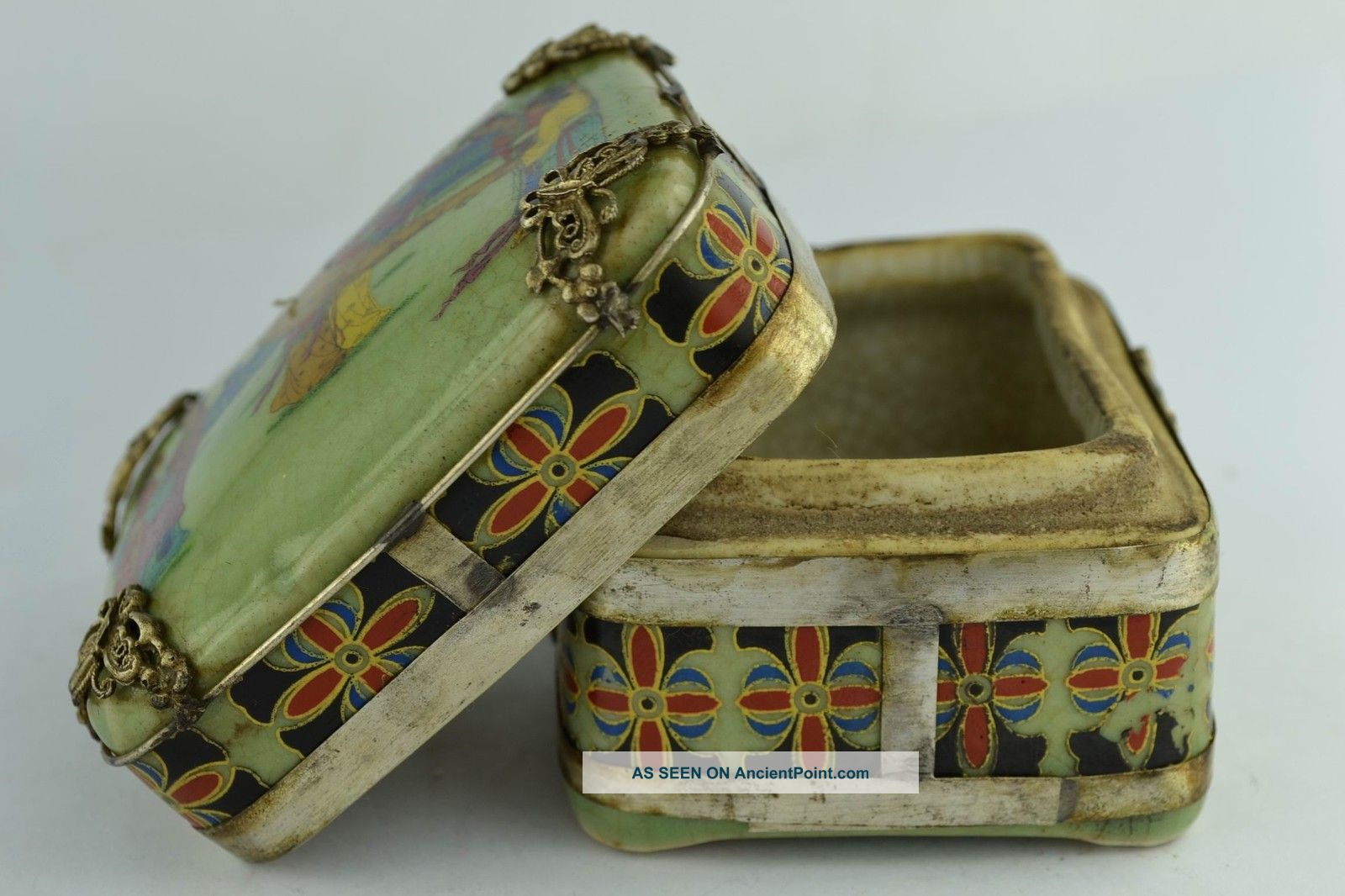 ❤ Orient Old Collectibles Handwork Delicate Porcelain Painting Belle Rouge Box ❤ Boxes photo