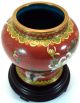 Chinese Cloisonne Vase On Wooden Stand 5 1/2 Tall Very Good Condition Vases photo 9