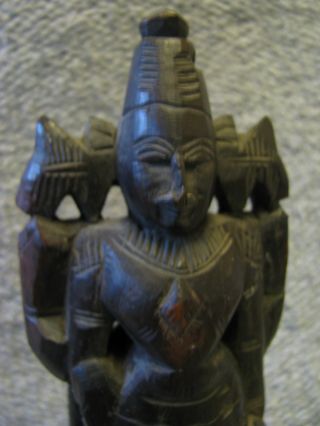 1800s Indian Carved Wood Diety. photo