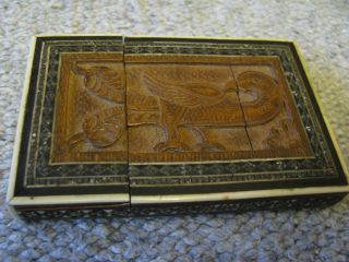 1800s Indian Carved Wood Card Case. .  A/f photo