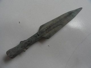 Chinese Bronze Old Lance Spearhead Unique Fancy Style 4 photo