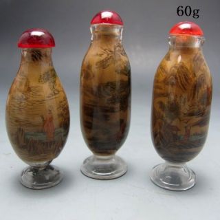 3pcs Chinese Inside Hand Painted Glass Snuff Bottle Nr/pc2067 photo