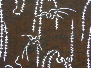 Is373 Japanese Ise Katagami Kimono Stencil Pattern Print Willow Tree Swallow Nr photo