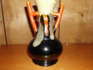 Vintage Japanese Awaji Pottery Vase With Handels photo