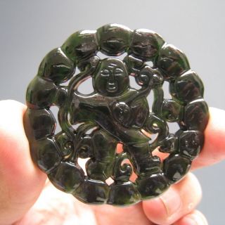 The Exquisite Black Greenstone Hollow Brought Fuwa Carved Nr photo