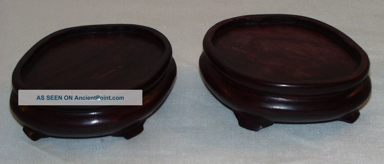Pair Of Vintage Oval Jade Vase Stands Other photo
