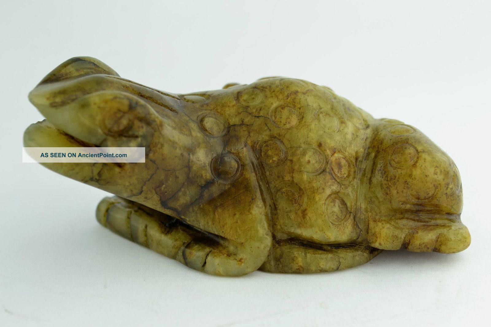 Fre Shiping - China Collectibles Old Handwork Jade Carving Lucky Toad Statue Other photo