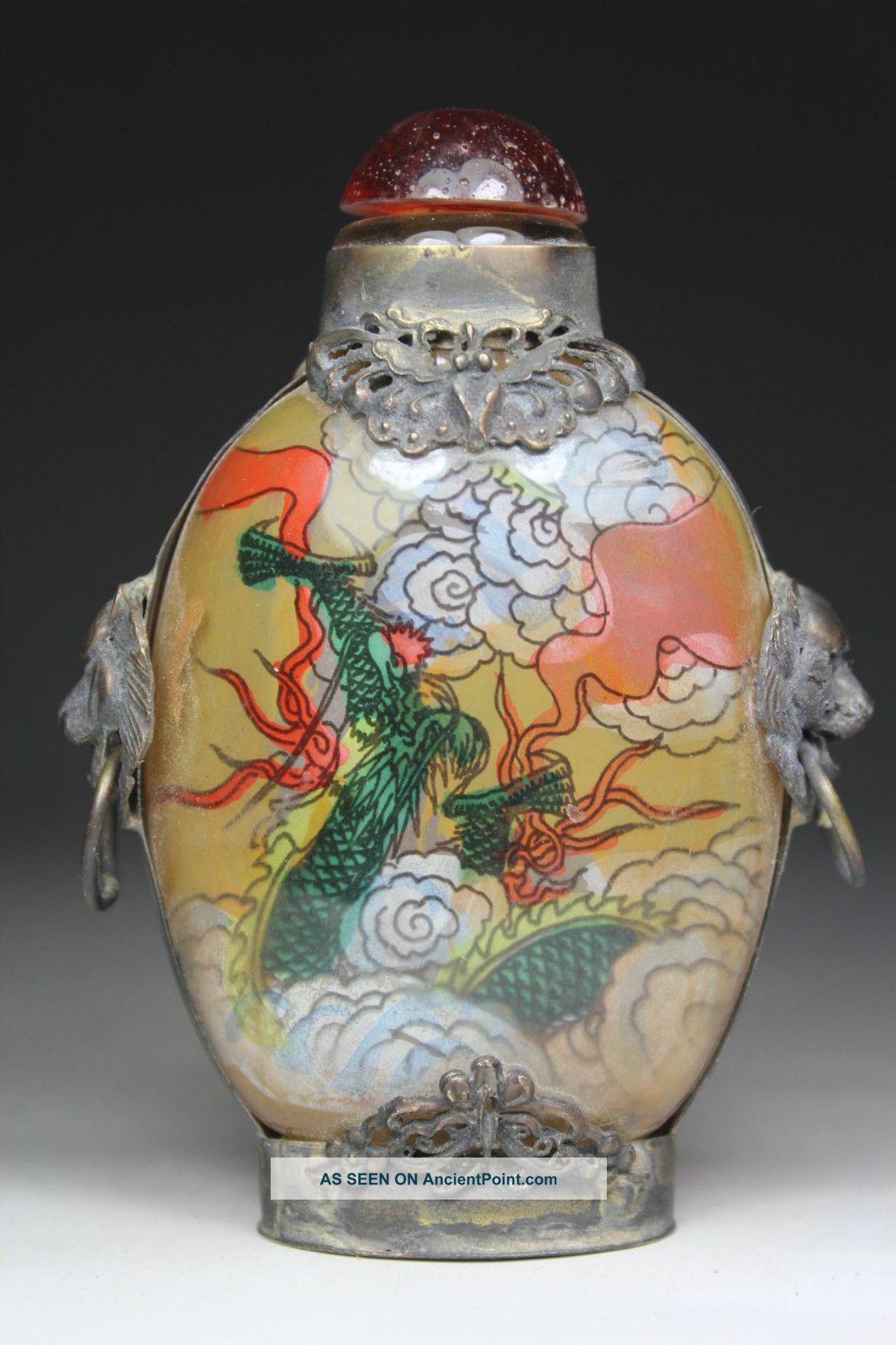 Chinese Old Glass Handwork Inside Painting Dragon Snuff Bottle Snuff Bottles photo