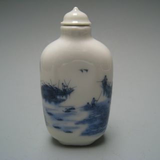 19th.  C.  Chinese Blue And White Porcelain Snuff Bottle Nr photo