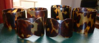 Faux Tortoiseshell Napkin Rings Three Pairs And One Other 19th Century Rare photo