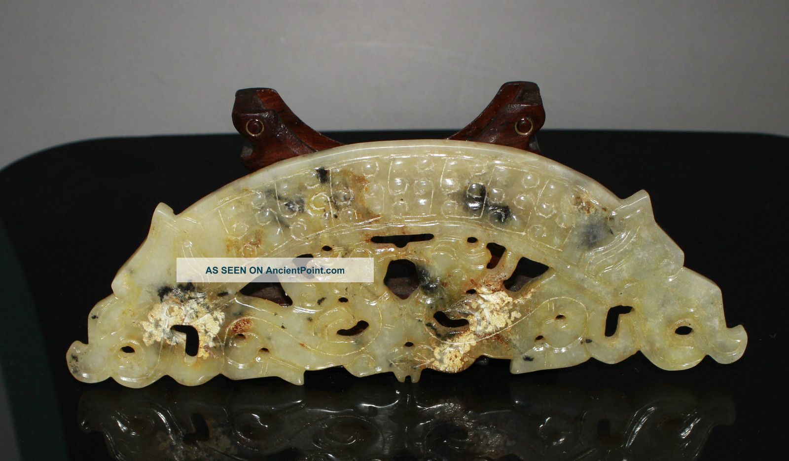 Ancient Chinese Hetian Jade Hand - Carved,  Pendant (jade Double Loong) 17.  3cm Necklaces & Pendants photo