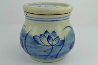 China Rare Collectibles Old Decorated Handwork Porcelain Water Lily Cricket Pot photo