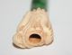 Antique Chinese Green Jadeite Jade With Ox Bone Dragon Head Cigarette Pipe Other photo 9