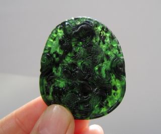 Chinese Hetian Black Green Jade Carved Dragon Rat Pendant Nr photo