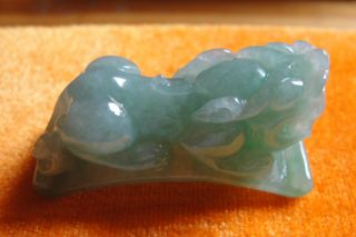 Chinese 100% Natural A Jadeite / Jade Pendant / The Green The Animal Pixiou photo