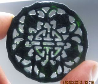 Fine Chinese Carving Hetian Black Green Jade Pendant 0041 photo