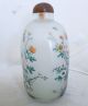 Large Chinese Reverse Painted Glass Snuff Bottle W/ Butterflies & Flowers (6.  8 