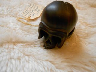 Fine Netsuke Carved Boxwood Skull Circa 1900 Signed Perfect Antique Collectors photo