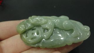 100%natural Yellow Skin Seed A Jade Jadeite Pendant/chinese Reptiles On The Leaf photo