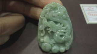100%natural Float Green Grade A Jade Jadeite Pendant/chinese Dragon Zhuzi photo