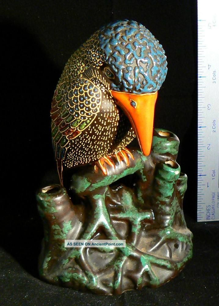 Very Collectible Hand Painted Japanese Parrot Pre 1940 Statues photo