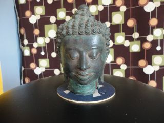 Fine Antique Southeast Asian Buddha Statue Head In Bronze 5 - 12 