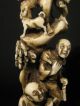 Antique Japanese Ox Bone 象牙 Okimono Carving Figural Group Signed Good Condition Statues photo 3