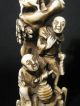 Antique Japanese Ox Bone 象牙 Okimono Carving Figural Group Signed Good Condition Statues photo 4
