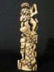 Antique Japanese Ox Bone 象牙 Okimono Carving Figural Group Signed Good Condition Statues photo 8