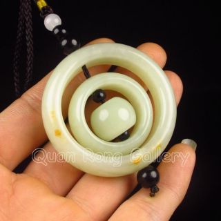 Chinese Hetian Jade Pendant - Lantern Ring Nr photo