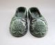 Charming Chinese Hetian Green Jade Carved Shoes Nr Other photo 1