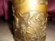 Old Carved Copper Brush Pots - Marked Brush Pots photo 4