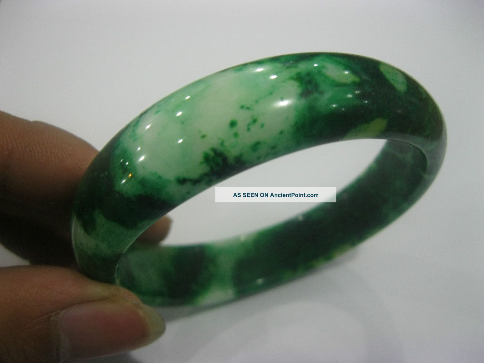 Chinese Hand Carved Green Jade Bangle /inner Diameter 59mm Bracelets photo
