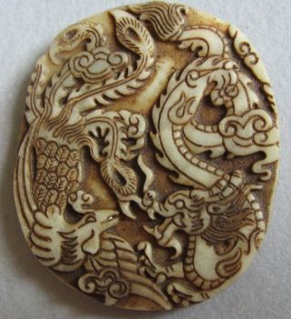 Unique,  Old Chinese Hetian Jade Hand Carved,  Pendant (long Feng ） photo