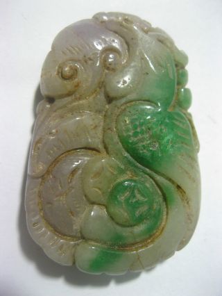 Antique Old Green Jadeite Pendant /cuckoo Bird &coin Pendant photo