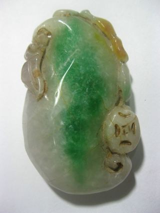 Antique Chinese Green Jadeite Pendant /coin& Hulu Pendant photo