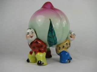 Vintage Chinese Porcelain Boys Holding Peach photo