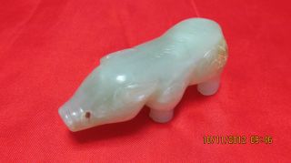Cute Holiday Gift Chinese Jade Pig Statue Handcrafted On Sale photo