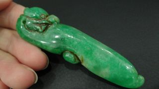 Prefect Chinese Anqutie Green Jade Pendant/dragon Hook photo