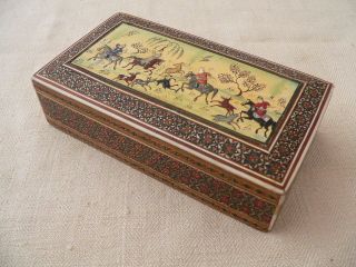 Antique Islamic Persian Wooden Micro Mosaic Inlay Box photo