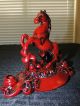 Fine Chinese Red Lacquer Tang Horse Statue Gorgeous & Stunning Best Of Luck Horses photo 2