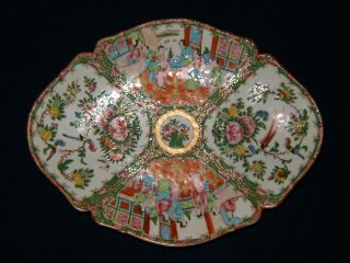 Rose Medallion Hand Painted Antique Chinese Standing Serving Platter photo