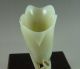 Fine Chinese Hetian Jade Carved Lotus Shaped Brush Pot Brush Pots photo 3